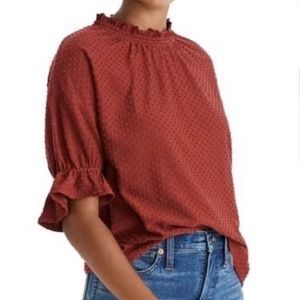 🆕 Madewell Pindot Texture Ruffle Trim Shirt